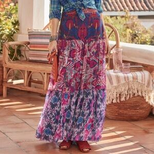 Sundance Multi-Color Boho Tiered Maxi Skirt